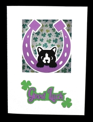 Good Luck Cat Card with Backing Paper
