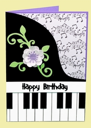 Piano Birthday Card with music backing paper