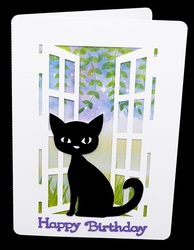 Cat in Window Card with backing paper