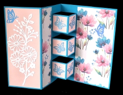 Flowers and Butterflies Block Card with backing paper