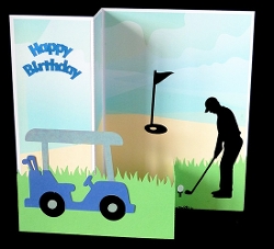 Golf Double Z Fold Card with Backing Paper