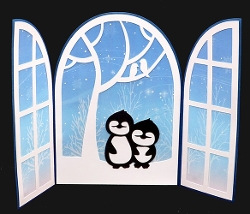 Christmas Penguins Gatefold Card with Backing Paper