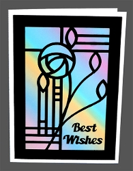 Art Nouveau Rose Panel Card with Backing Paper