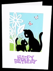 Cats with Flowers Aperture Card with Backing Paper