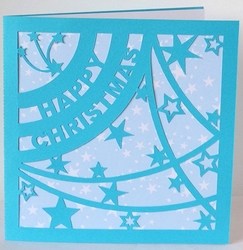 Happy Christmas with Stars Cutout Card