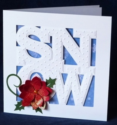 Layered SNOW letter card with Poinsettia
