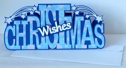 Christmas Wishes Word card with stars and envelope
