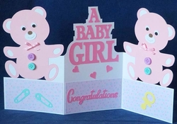 Baby Girl Bears Z Fold Card
