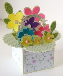 3D Floral Basket Popup Box Card