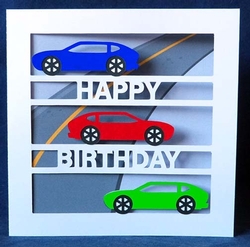 Car Birthday Card and road backing paper