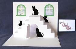 Cats on Stairs Pop Up Card