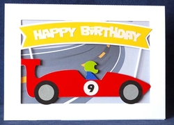 Racing Car Card with Numbers and Road Backing Paper