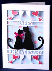 Cats Anniversary Card and Hearts Backing Paper