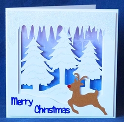 Layered Reindeer and Trees Card with Backing Paper