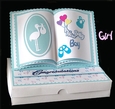 Baby Boy or Girl Open Book Easel Card and Box
