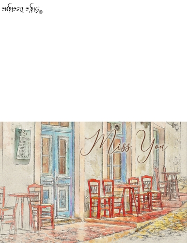 Watercolor Street Cafe Missing You