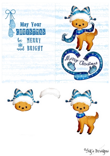 Blue Mittens Reindeer