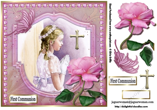 First Communion Girl with Rose