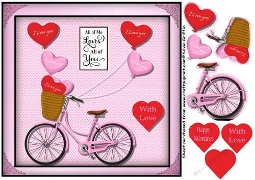 Love Ballones with Bicicle Quick Card 