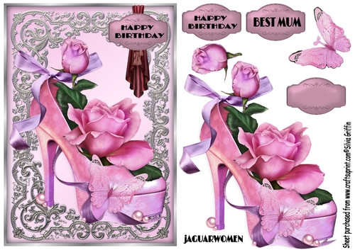 Fancy Pink Shoe with Flowers