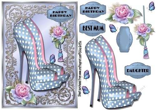 Fancy Blue Shoe with Roses