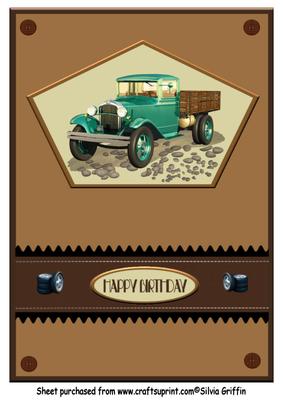 Teal Antique Truck A4