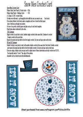 Blue Snow Men Crochet Card