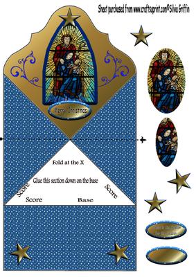 Nativity in Blue Stained Glass Fc