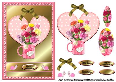 Pink Heart with Flowers Qs