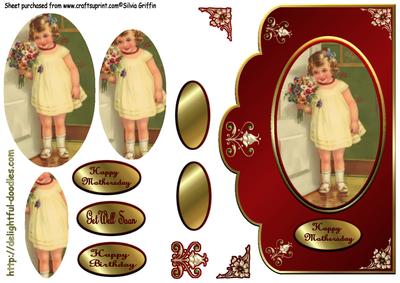 Scalloped Little Girl with Flowers Qs