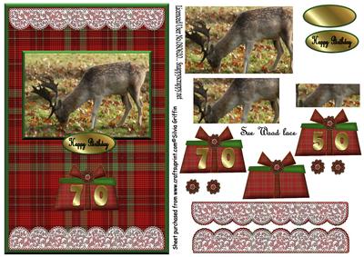 Stag on Tartan Background Qs