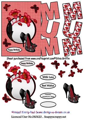 Black and Red Flower Circle Mum Card