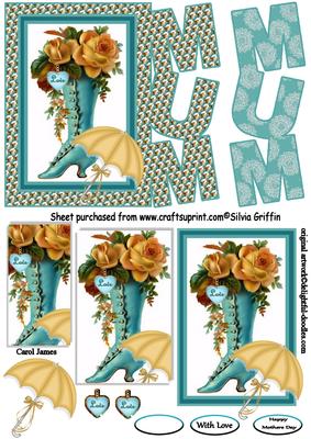 Vintage Boot with Flowers Mum
