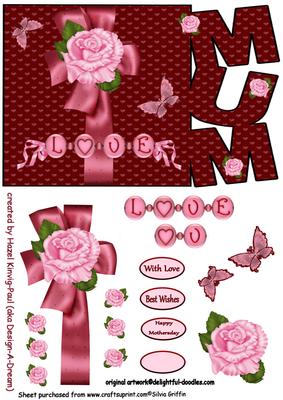 Pink Rose with Ribbon Mum