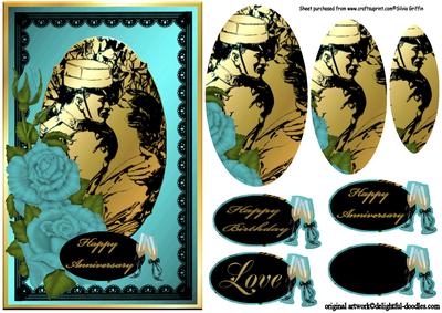 Vintage Couple in Teal and Black Lace Qs