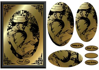 Vintage Couple with Black Lace in Gold Qs