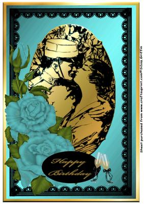 Romantic Couple in Teal A4