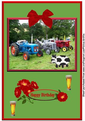 Tractor Male Birthday with Green Bg A4