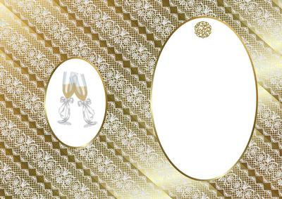 White Lace on Gold with Champagne Glasses Is