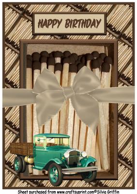 Brown Matchsticks Wirh Truck Birthday Care A4