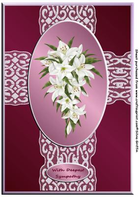 Lace Cross with Lilies Lilac A4