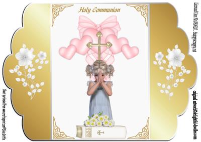 Girl First Communion Scalloped with Bible A4