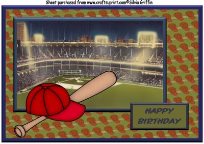 Baseball Field with Cap and Bat A4
