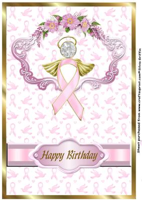 Breast Cancer Angel for a Birthday A4