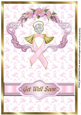 Cancer Ribbon Angel Get Well A4