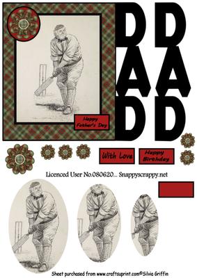 Cricket Player on Green Tartan Dad Qs