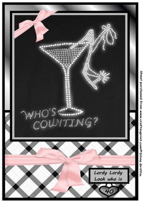 Ladies Heel Shoe in a Martini Glass 40th Birthday A4