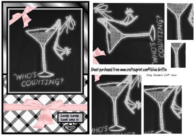 Ladies Heel Shoe in a Martini Glass Birthday Card Pyramid