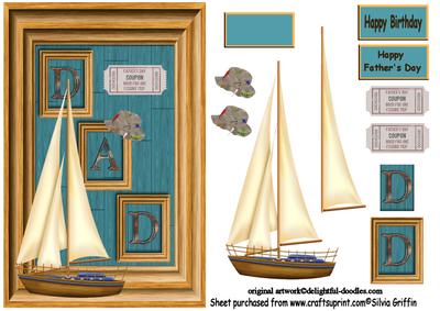 Boat and Dad in a Wooden Frame Sbs