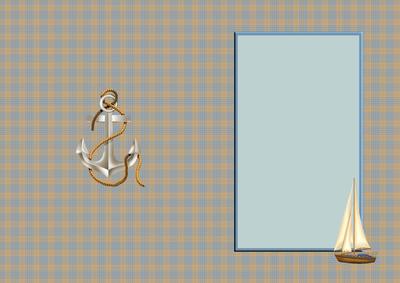 Blue Plaid with a Sail Boat and Anker Is